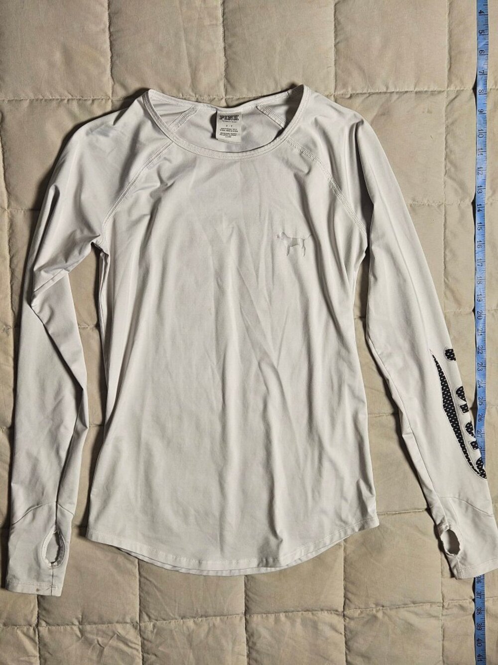 Victorias Secret PINK Long Sleeve Athletic Top Womens S Gray Thumbholes